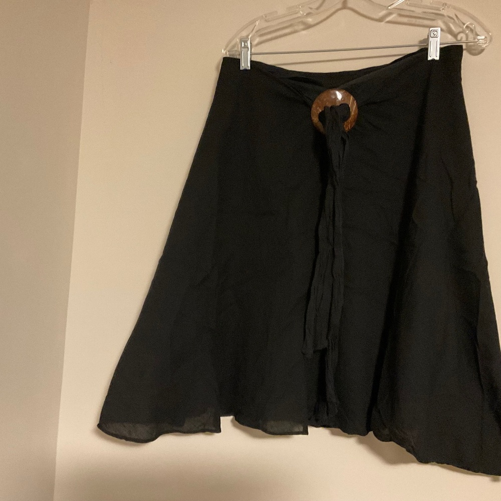 Black cotton skirt with liner in size large